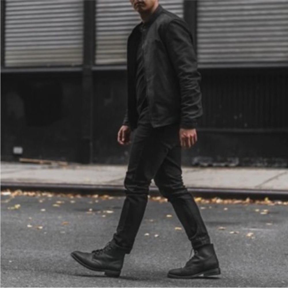 Thursday Racer Leather Jacket Matte Black Large Slim